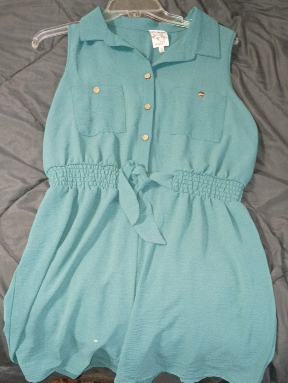 NAIF Teal Sleeveless Tie-Waist Romper